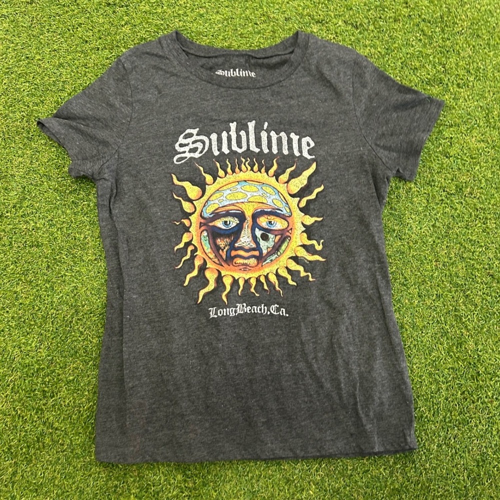 Sublime Sun Graphic Band Tee Charcoal Grey Heather Short Sleeve T-Shirt Large